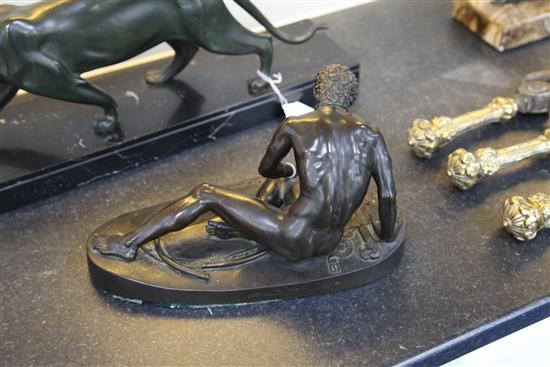 After the Antique. A bronze figure of The Dying Gaul, 19th century, length 12.5in.
